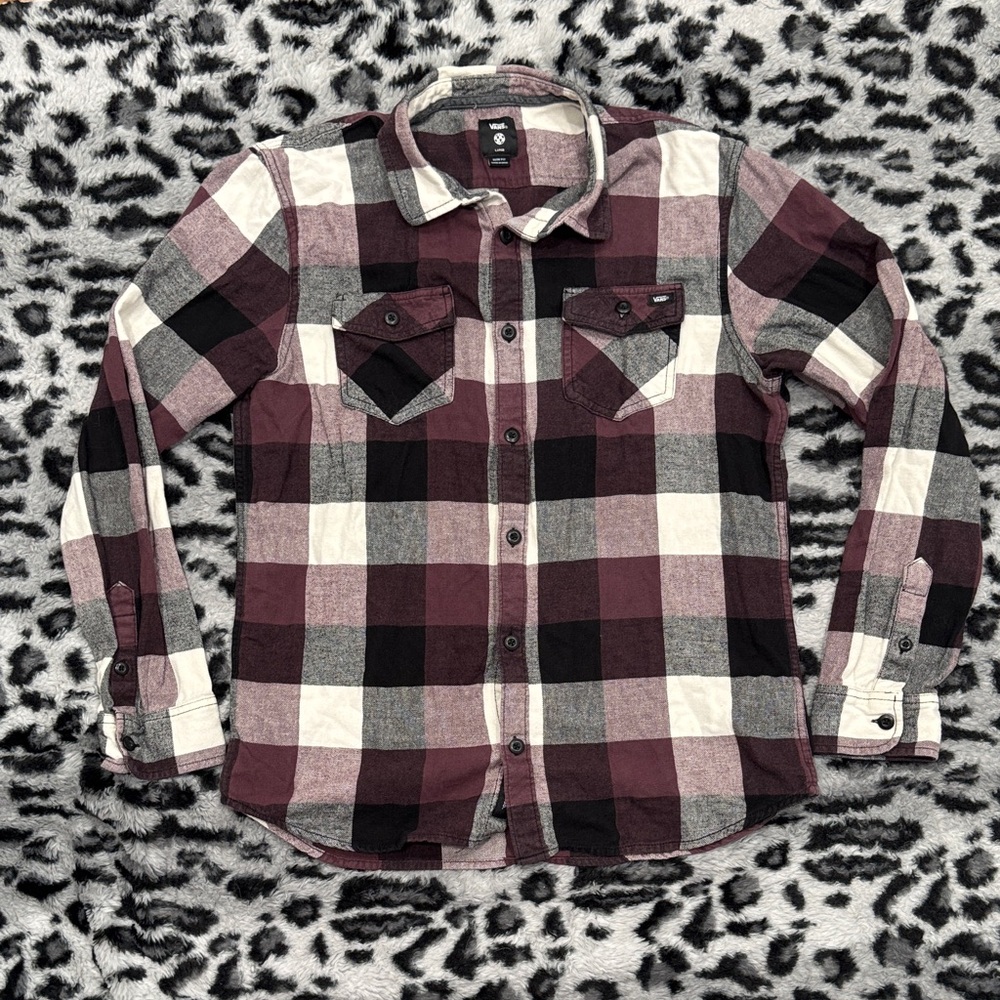 Vans Purple and Black Plaid Long Sleeve Shirt